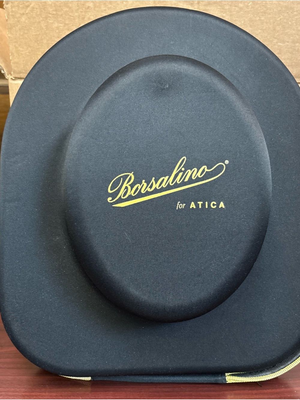 Borsalino for Atica Hat Box Travel Case Black Large NO Straps BROKE ZIPPER